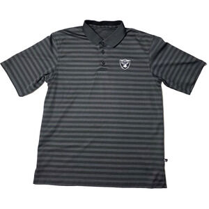 Oakland Raiders NFL Polo Shirt Men's Large Black /Gray Striped VF Imagewear